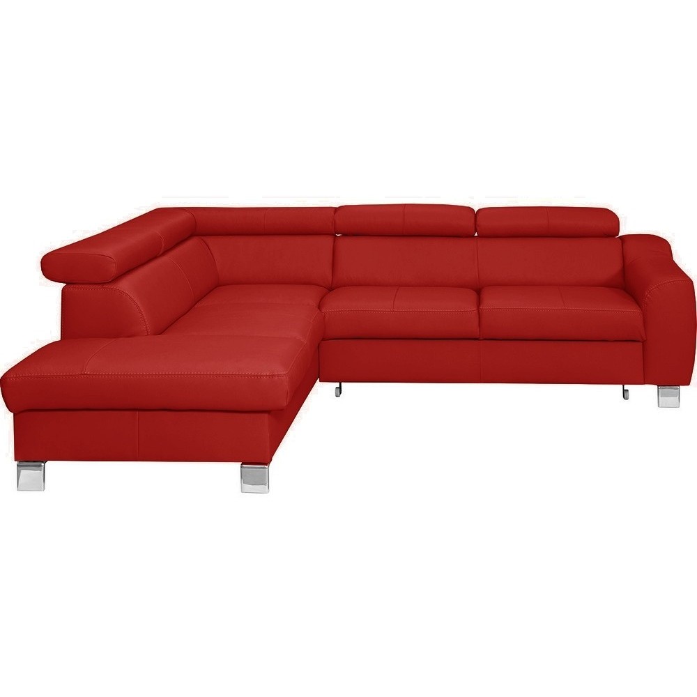 - Canapé d'angle convertible en cuir italien de luxe 5 places ASTRID, rouge foncé, angle gauche - Canapé d'angle convertible en cuir italien de luxe 5 places ASTRID, rouge foncé, angle gauche
