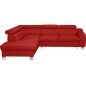 - Canapé d'angle convertible en cuir italien de luxe 5 places ASTRID, rouge foncé, angle gauche - Canapé d'angle convertible en cuir italien de luxe 5 places ASTRID, rouge foncé, angle gauche