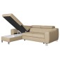Canapé d'angle convertible en cuir italien de luxe 5 places ASTORIA, beige, angle gauche Canapé d'angle convertible en cuir italien de luxe 5 places ASTORIA, beige, angle gauche