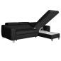 Canapé d'angle convertible en cuir italien de luxe 5 places ASTORIA, noir, angle droit Canapé d'angle convertible en cuir italien de luxe 5 places ASTORIA, noir, angle droit