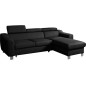 Canapé d'angle convertible en cuir italien de luxe 5 places ASTORIA, noir, angle droit Canapé d'angle convertible en cuir italien de luxe 5 places ASTORIA, noir, angle droit