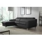 - Canapé d'angle convertible en cuir italien de luxe 5 places ASTORIA, noir, angle gauche - Canapé d'angle convertible en cuir italien de luxe 5 places ASTORIA, noir, angle gauche