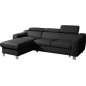 - Canapé d'angle convertible en cuir italien de luxe 5 places ASTORIA, noir, angle gauche - Canapé d'angle convertible en cuir italien de luxe 5 places ASTORIA, noir, angle gauche