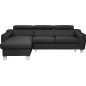 - Canapé d'angle convertible en cuir italien de luxe 5 places ASTORIA, noir, angle gauche - Canapé d'angle convertible en cuir italien de luxe 5 places ASTORIA, noir, angle gauche