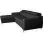 - Canapé d'angle convertible en cuir italien de luxe 5 places ASTORIA, noir, angle gauche - Canapé d'angle convertible en cuir italien de luxe 5 places ASTORIA, noir, angle gauche