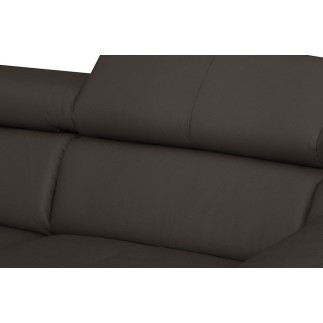 - Canapé d'angle convertible en cuir italien de luxe 5 places ASTORIA, chocolat, angle gauche