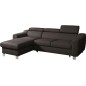 - Canapé d'angle convertible en cuir italien de luxe 5 places ASTORIA, chocolat, angle gauche - Canapé d'angle convertible en cuir italien de luxe 5 places ASTORIA, chocolat, angle gauche