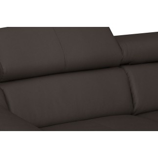 Canapé d'angle convertible en cuir italien de luxe 5 places ASTORIA, chocolat, angle droit