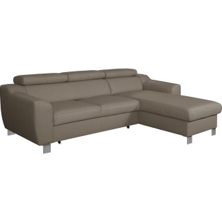 Canapé d'angle convertible en cuir italien de luxe 5 places ASTORIA, taupe, angle droit