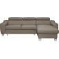 Canapé d'angle convertible en cuir italien de luxe 5 places ASTORIA, taupe, angle droit Canapé d'angle convertible en cuir italien de luxe 5 places ASTORIA, taupe, angle droit