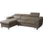 Canapé d'angle convertible en cuir italien de luxe 5 places ASTORIA, taupe, angle gauche Canapé d'angle convertible en cuir italien de luxe 5 places ASTORIA, taupe, angle gauche