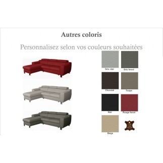 - Canapé d'angle convertible en cuir italien de luxe 5 places ASTORIA, couleur personnalisée, angle gauche
