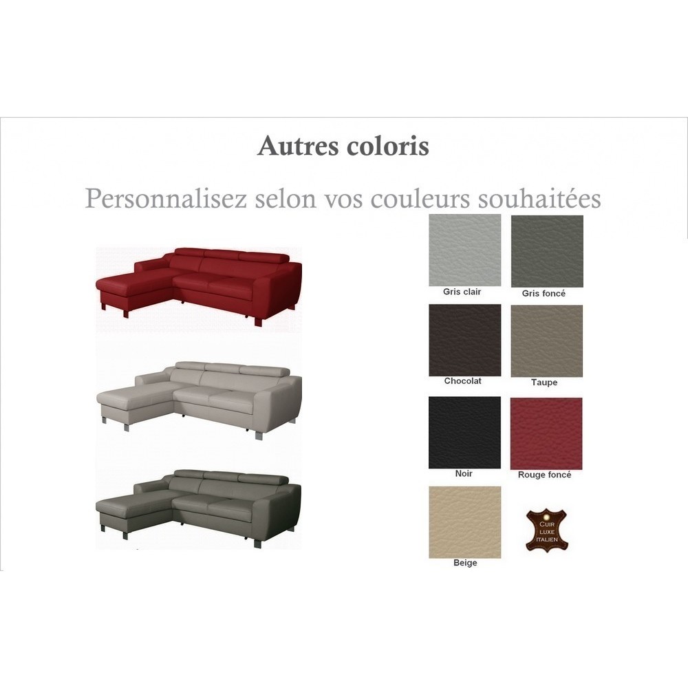 - Canapé d'angle convertible en cuir italien de luxe 5 places ASTORIA, couleur personnalisée, angle gauche - Canapé d'angle convertible en cuir italien de luxe 5 places ASTORIA, couleur personnalisée, angle gauche