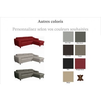 Canapé d'angle convertible en cuir italien de luxe 5 places ASTORIA, couleur personnalisée, angle droit