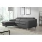 Canapé d'angle convertible en cuir italien de luxe 5 places ASTORIA, gris foncé, angle gauche Canapé d'angle convertible en cuir italien de luxe 5 places ASTORIA, gris foncé, angle gauche