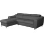 Canapé d'angle convertible en cuir italien de luxe 5 places ASTORIA, gris foncé, angle gauche Canapé d'angle convertible en cuir italien de luxe 5 places ASTORIA, gris foncé, angle gauche
