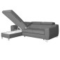 Canapé d'angle convertible en cuir italien de luxe 5 places ASTORIA, gris clair, angle gauche Canapé d'angle convertible en cuir italien de luxe 5 places ASTORIA, gris clair, angle gauche