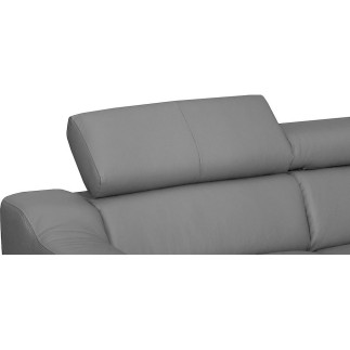 Canapé d'angle convertible en cuir italien de luxe 5 places ASTORIA, gris clair, angle droit