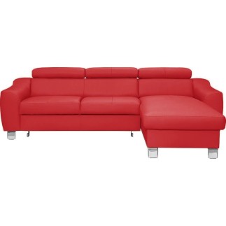 Canapé d'angle convertible en cuir italien de luxe 5 places ASTORIA, rouge foncé, angle droit