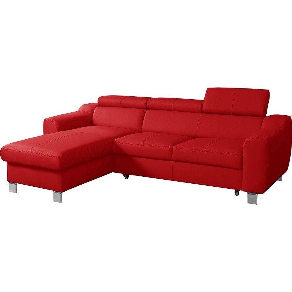 Canapé d'angle convertible en cuir italien de luxe 5 places ASTORIA, rouge foncé, angle gauche Canapé d'angle convertible en cuir italien de luxe 5 places ASTORIA, rouge foncé, angle gauche