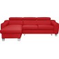 Canapé d'angle convertible en cuir italien de luxe 5 places ASTORIA, rouge foncé, angle gauche Canapé d'angle convertible en cuir italien de luxe 5 places ASTORIA, rouge foncé, angle gauche