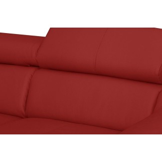 Canapé d'angle convertible en cuir italien de luxe 5 places ASTORIA, rouge foncé, angle gauche