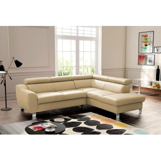 2eme paiement de la commande: Canapé d'angle convertible en cuir de luxe 5 places astrid, beige, angle droit, 6x sans frais, tot