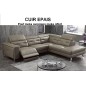 Canapé d'angle avec un relax électrique en cuir EPAIS 1.8mm de buffle italien de luxe 6 places REVOLAX moka, surpiqure moka, ang