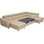 Canapé d'angle convertible en cuir italien de luxe 7/8 places ASTON, beige, angle droit Canapé d'angle convertible en cuir italien de luxe 7/8 places ASTON, beige, angle droit