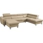 Canapé d'angle convertible en cuir italien de luxe 7/8 places ASTON, beige, angle droit Canapé d'angle convertible en cuir italien de luxe 7/8 places ASTON, beige, angle droit