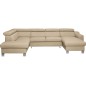 Canapé d'angle convertible en cuir italien de luxe 7/8 places ASTON, beige, angle gauche