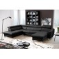-Canapé d'angle convertible en cuir italien de luxe 7/8 places ASTON, noir, angle gauche -Canapé d'angle convertible en cuir italien de luxe 7/8 places ASTON, noir, angle gauche