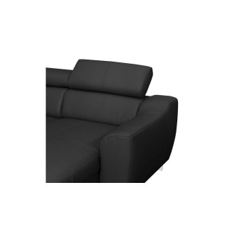 -Canapé d'angle convertible en cuir italien de luxe 7/8 places ASTON, noir, angle gauche