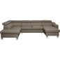 Canapé d'angle convertible en cuir italien de luxe 7/8 places ASTON, taupe, angle gauche Canapé d'angle convertible en cuir italien de luxe 7/8 places ASTON, taupe, angle gauche