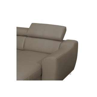 Canapé d'angle convertible en cuir italien de luxe 7/8 places ASTON, taupe, angle gauche