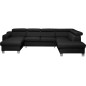 Canapé d'angle convertible en cuir italien de luxe 7/8 places ASTON, noir, angle droit Canapé d'angle convertible en cuir italien de luxe 7/8 places ASTON, noir, angle droit
