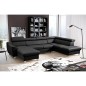 Canapé d'angle convertible en cuir italien de luxe 7/8 places ASTON, noir, angle droit Canapé d'angle convertible en cuir italien de luxe 7/8 places ASTON, noir, angle droit