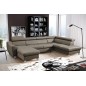 Canapé d'angle convertible en cuir italien de luxe 7/8 places ASTON, taupe, angle droit Canapé d'angle convertible en cuir italien de luxe 7/8 places ASTON, taupe, angle droit