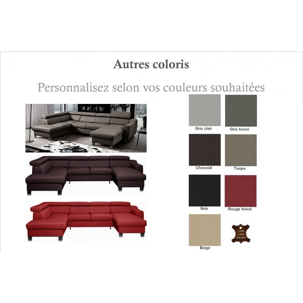 Canapé d'angle convertible en cuir italien de luxe 7/8 places ASTON, couleur personnalisée, angle gauche Canapé d'angle convertible en cuir italien de luxe 7/8 places ASTON, couleur personnalisée, angle gauche