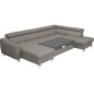 Canapé d'angle convertible en cuir italien de luxe 7/8 places ASTON, gris clair, angle droit Canapé d'angle convertible en cuir italien de luxe 7/8 places ASTON, gris clair, angle droit