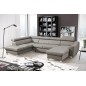 Canapé d'angle convertible en cuir italien de luxe 7/8 places ASTON, gris clair, angle gauche