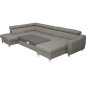Canapé d'angle convertible en cuir italien de luxe 7/8 places ASTON, gris clair, angle gauche