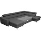 Canapé d'angle convertible en cuir italien de luxe 7/8 places ASTON, gris foncé, angle droit Canapé d'angle convertible en cuir italien de luxe 7/8 places ASTON, gris foncé, angle droit
