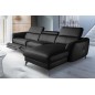 Canapé d'angle relax en cuir de luxe italien avec relax électrique, 5 places BERTONI, noir, angle droit Canapé d'angle relax en cuir de luxe italien avec relax électrique, 5 places BERTONI, noir, angle droit