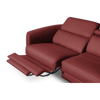 Canapé d'angle relax en cuir de luxe italien avec relax électrique, 5 places BERTONI, rouge foncé, angle droit
