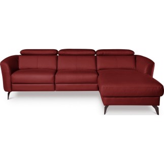 Canapé d'angle relax en cuir de luxe italien avec relax électrique, 5 places BERTONI, rouge foncé, angle droit