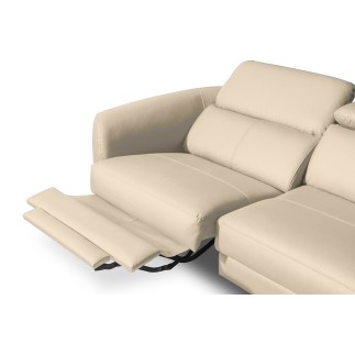 Canapé d'angle relax en cuir de luxe italien avec relax électrique, 5 places BERTONI, beige, angle droit