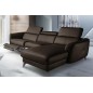 Canapé d'angle relax en cuir de luxe italien avec relax électrique, 5 places BERTONI, chocolat, angle droit Canapé d'angle relax en cuir de luxe italien avec relax électrique, 5 places BERTONI, chocolat, angle droit