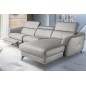 Canapé d'angle relax en cuir de luxe italien avec relax électrique, 5 places BERTONI, gris clair, angle droit Canapé d'angle relax en cuir de luxe italien avec relax électrique, 5 places BERTONI, gris clair, angle droit