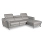 Canapé d'angle relax en cuir de luxe italien avec relax électrique, 5 places BERTONI, gris clair, angle droit Canapé d'angle relax en cuir de luxe italien avec relax électrique, 5 places BERTONI, gris clair, angle droit
